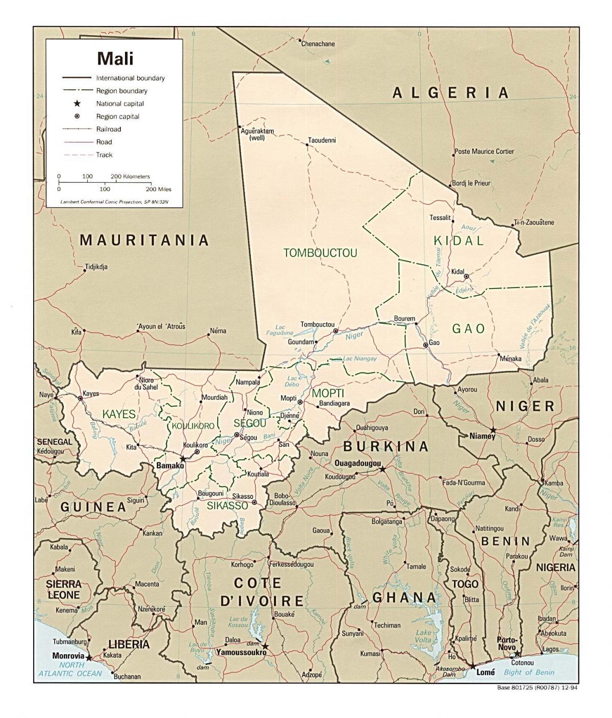 La mappa dei Mali del paese