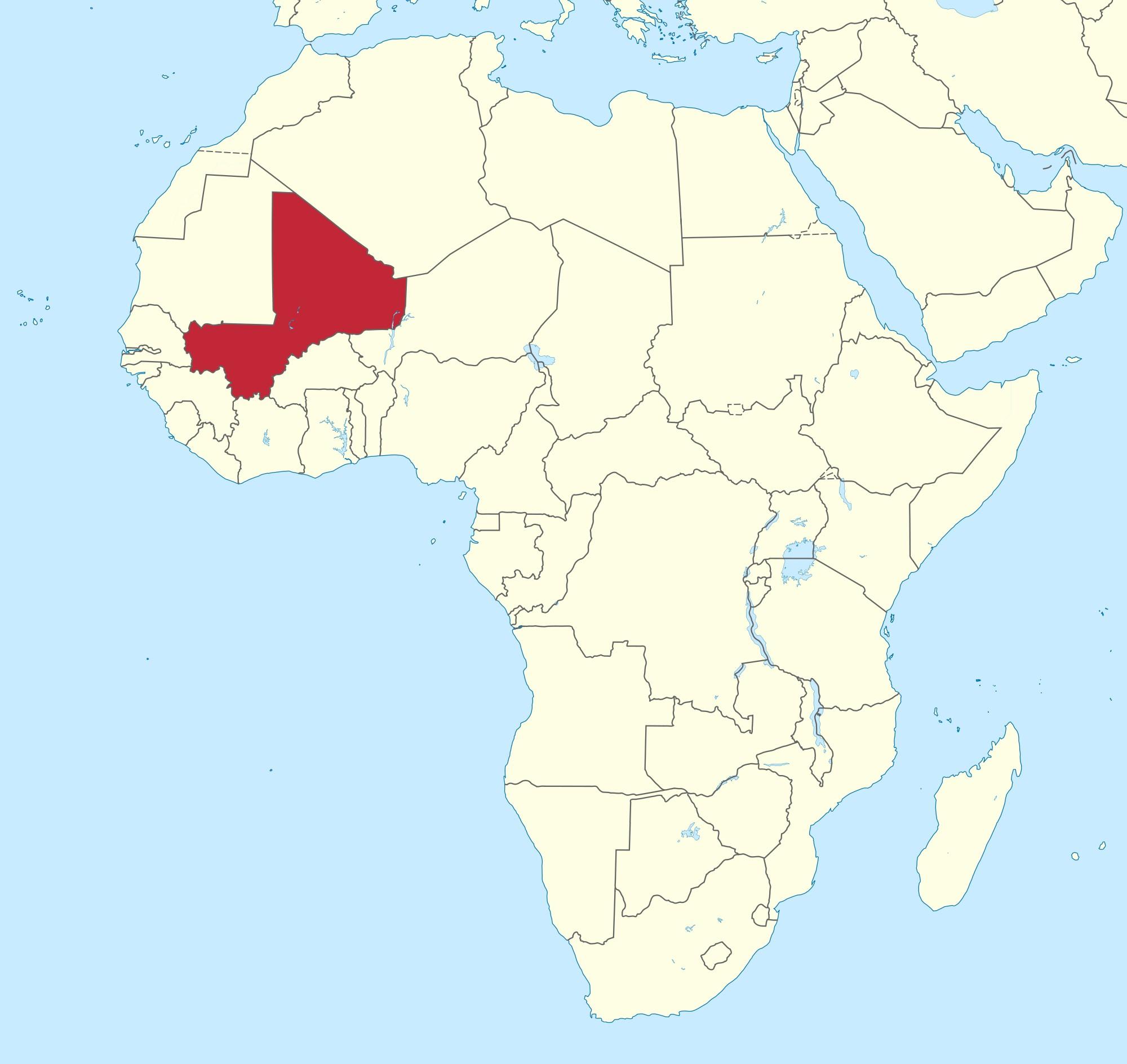 Mali sulla mappa del mondo - Mali posizione sulla mappa del mondo (Africa  Occidentale - Africa)